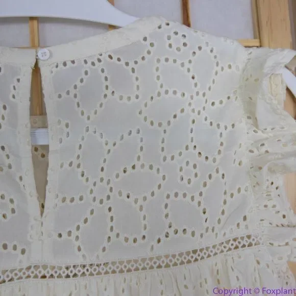 NEW‎ Madewell Off White Eyelet Ruffle-Sleeve Mini Dress, L - Picture 12 of 16